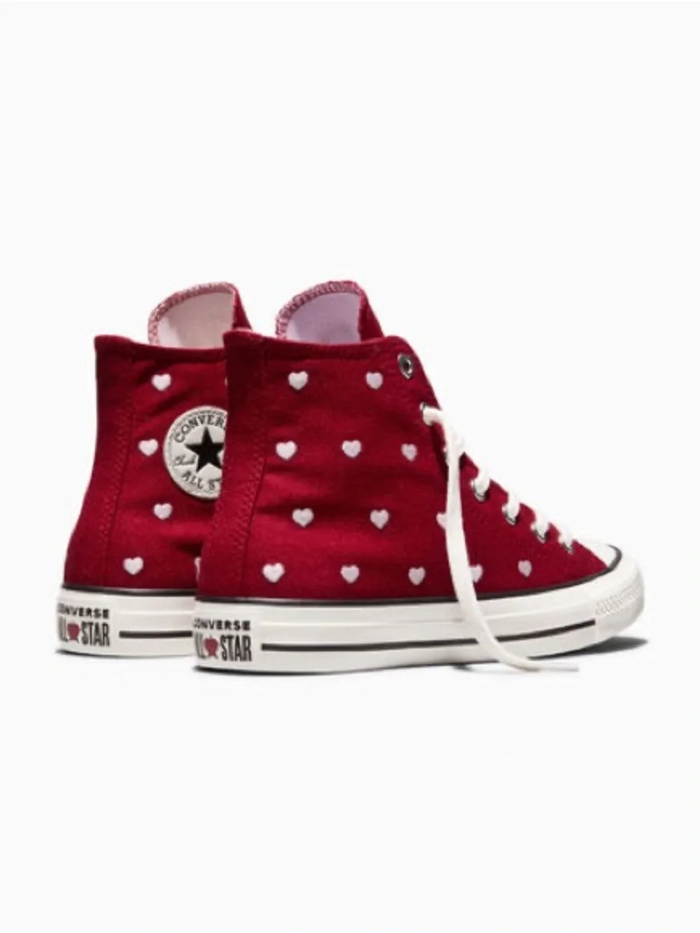 Converse Chuck Taylor All Star High Top Shoes Hearts Red Sneaker Youth Size 5.5